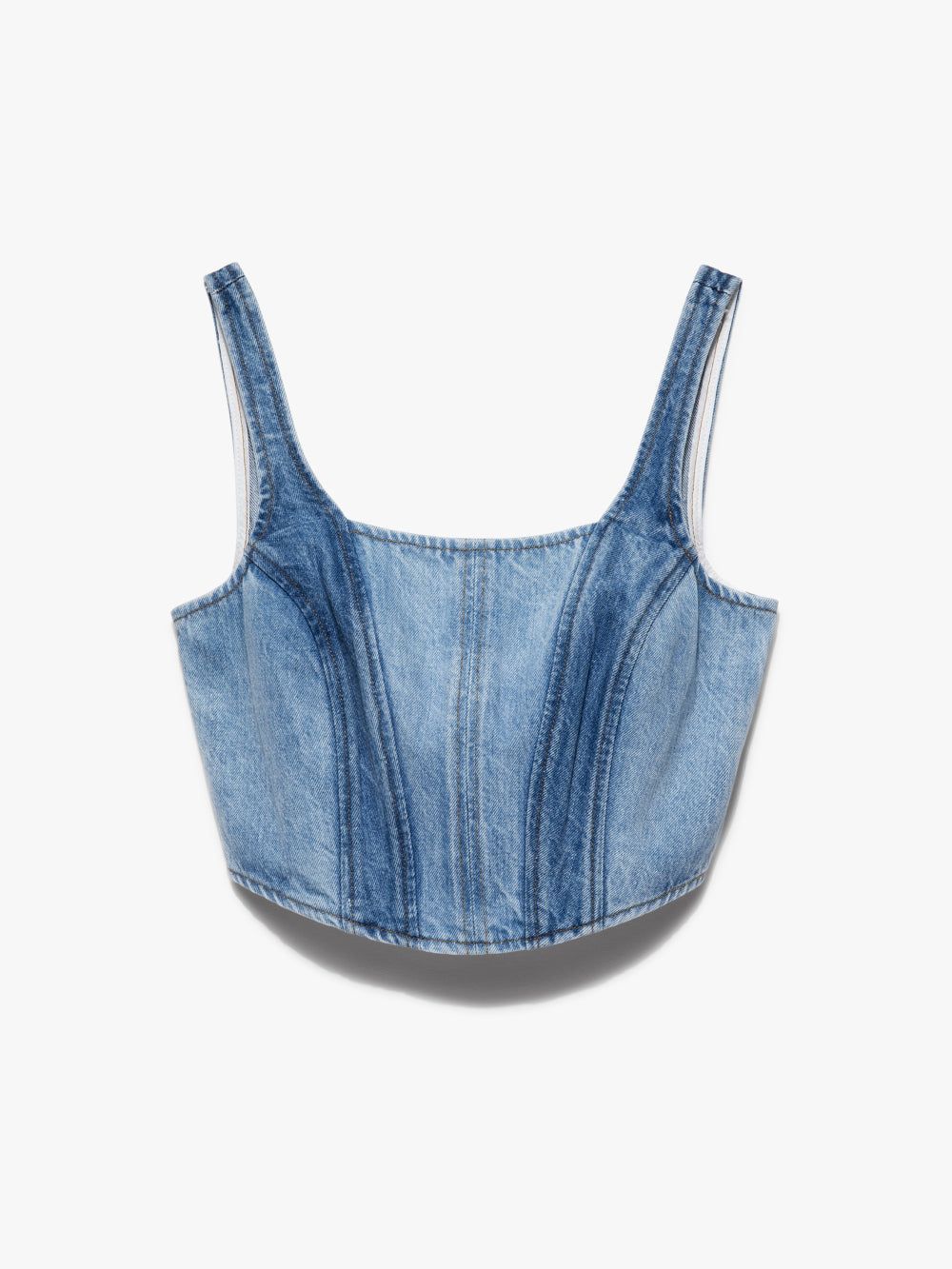 Warped Stripe Bustier -- Indigo Curves sold by Frame Denim