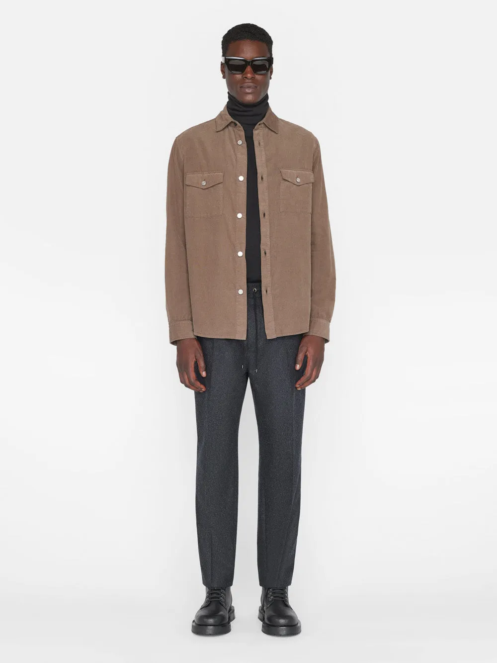 Double Pocket Micro Corduroy Shirt -- Mocha sold by Frame Denim product image thumbnail 2