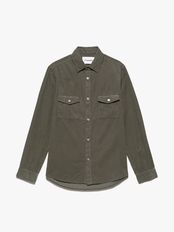 Double Pocket Micro Corduroy Shirt -- Mocha made by Frame Denim