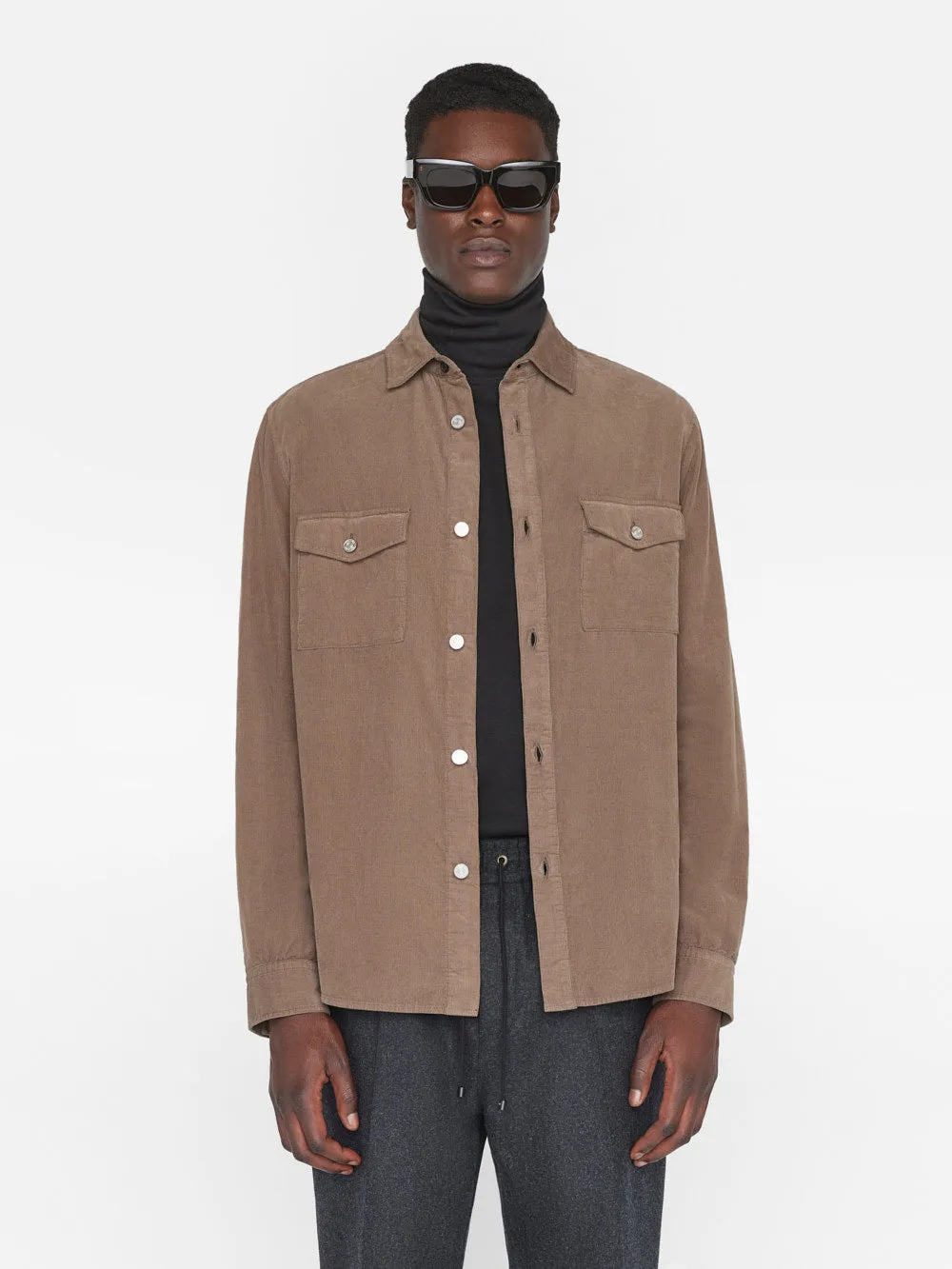 Double Pocket Micro Corduroy Shirt -- Mocha sold by Frame Denim product image thumbnail 3