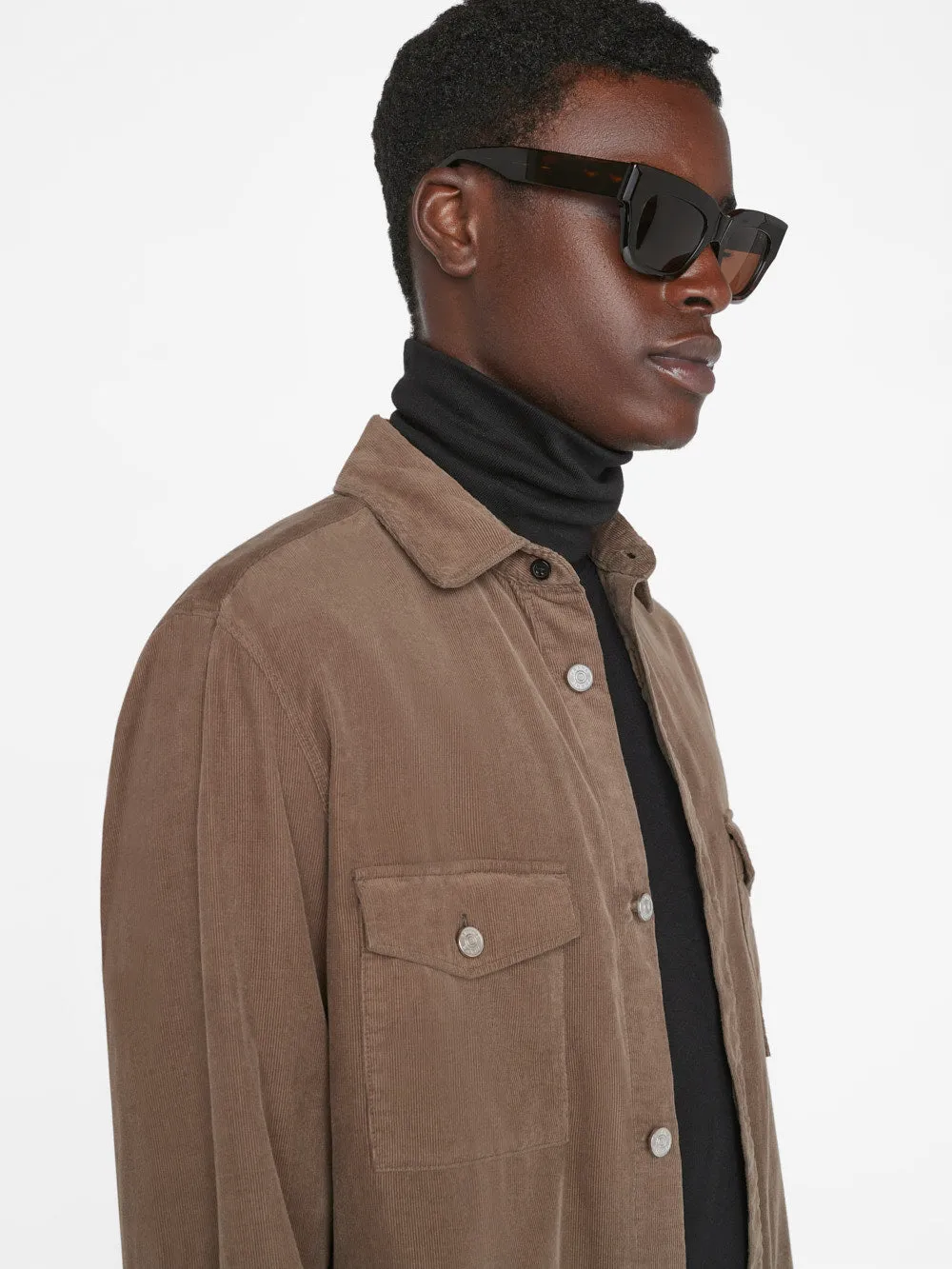 Double Pocket Micro Corduroy Shirt -- Mocha sold by Frame Denim product image thumbnail 5