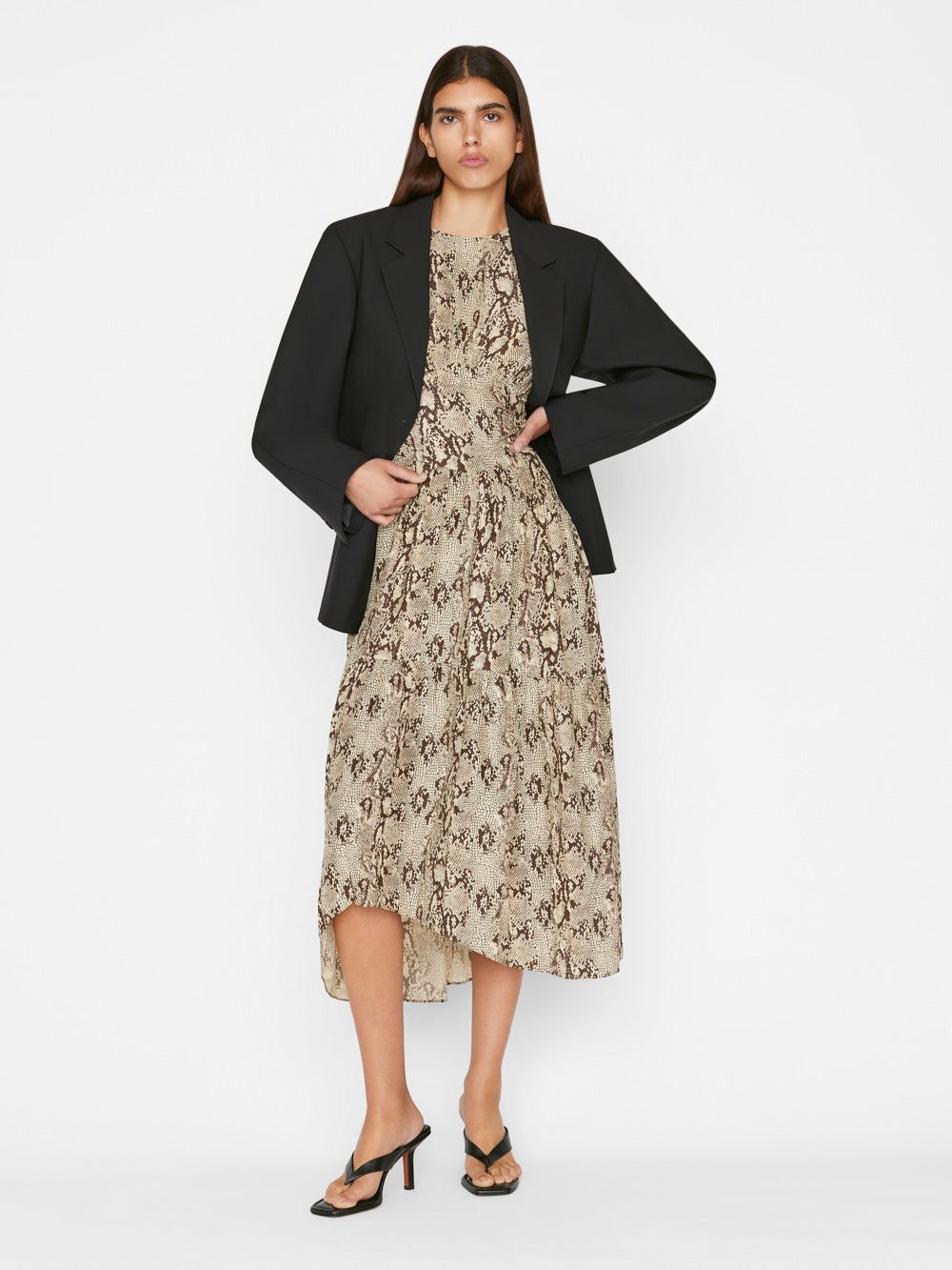 Gathered Seam Silk Dress -- Butter Multi sold by Frame Denim product image thumbnail 2