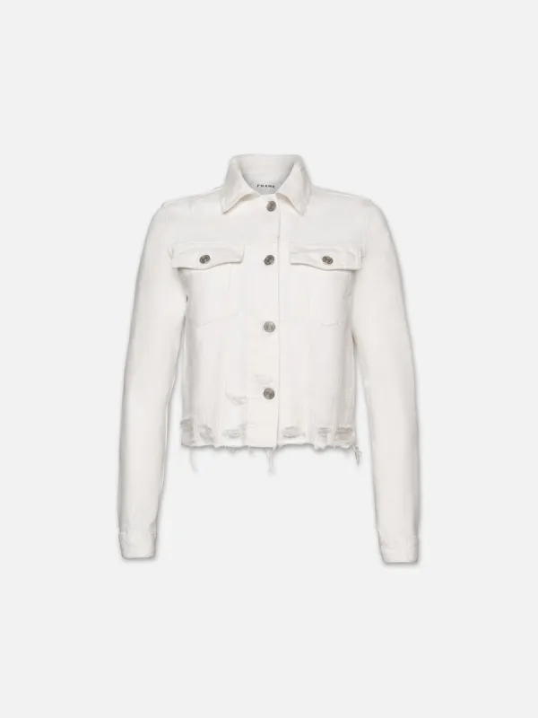 Le Vintage Jacket -- White Rips sold by Frame Denim