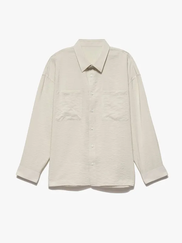 Relaxed Silk Blend Holiday Shirt -- Ecru sold by Frame Denim