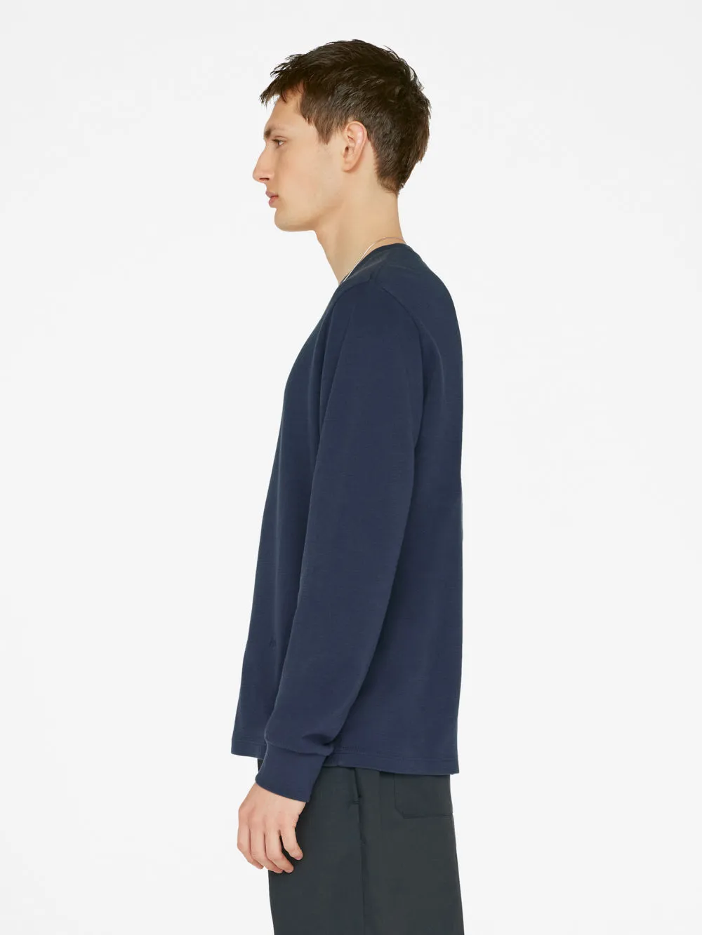 Duo Fold Long Sleeve Crew -- Navy sold by Frame Denim product image thumbnail 3