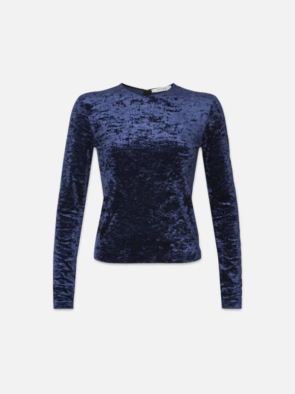 Velvet Long Sleeve Top -- Blu Scuro made by Frame Denim