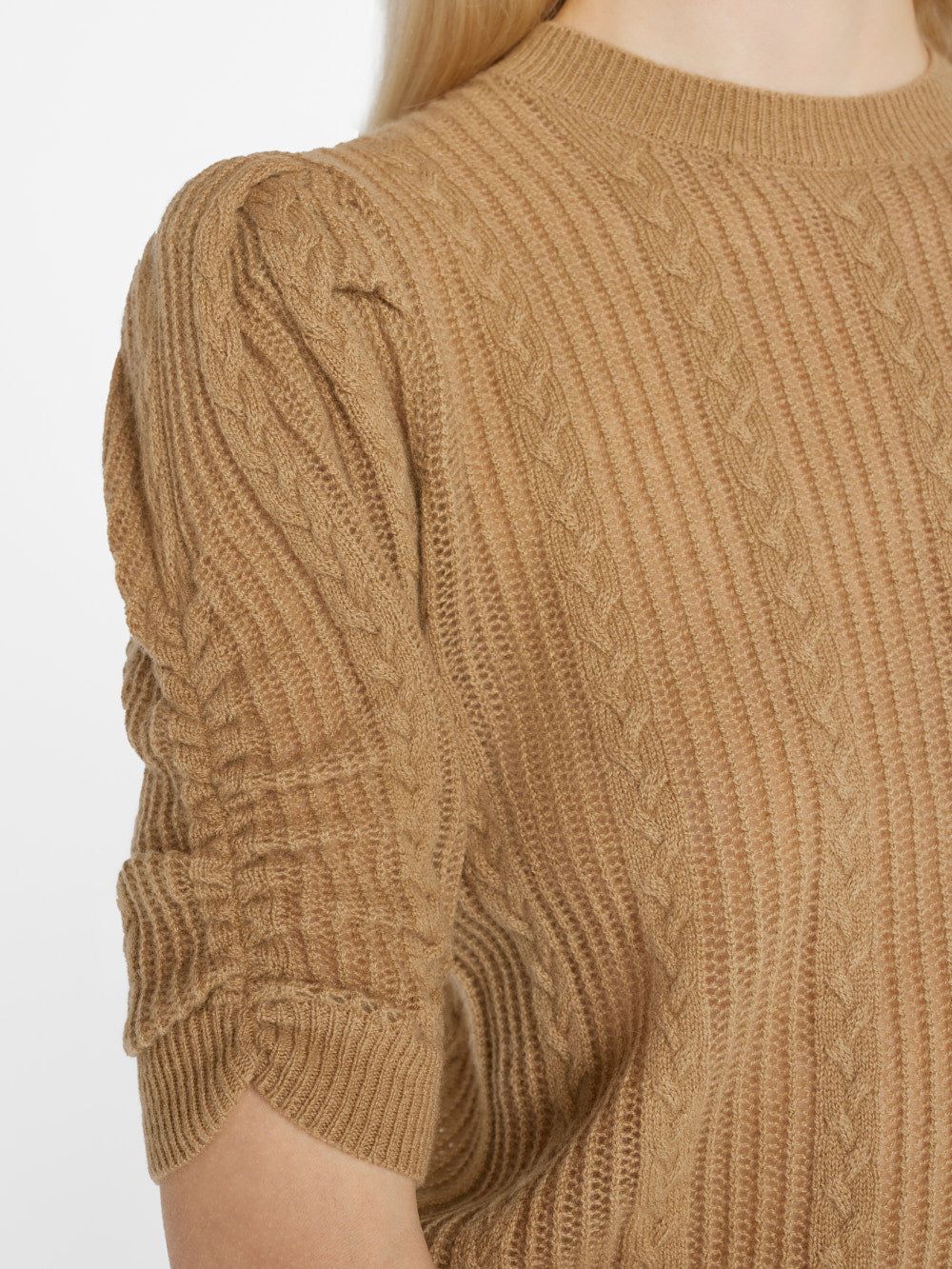 Pointelle Cashmere Ruched Sweater -- Light Camel sold by Frame Denim product image thumbnail 5