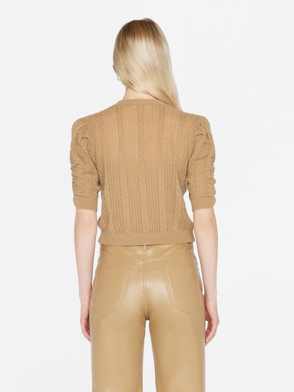 Pointelle Cashmere Ruched Sweater -- Light Camel sold by Frame Denim product image thumbnail 7
