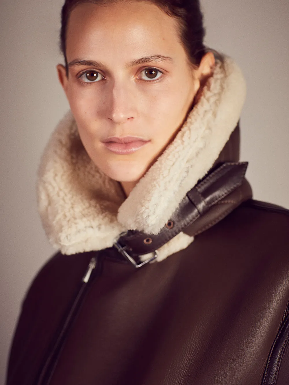 Boxy Shearling Jacket -- Chocolate Brown sold by Frame Denim product image thumbnail 2