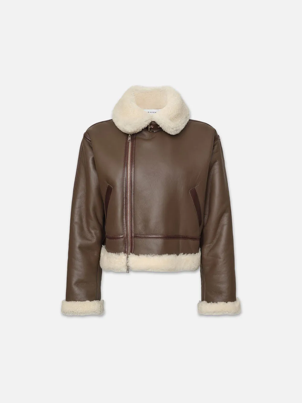 Boxy Shearling Jacket -- Chocolate Brown sold by Frame Denim