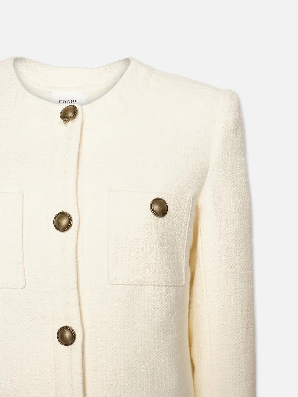 Collarless Button Front Jacket -- Cream sold by Frame Denim product image thumbnail 3