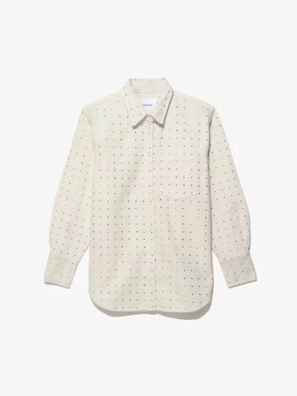 Oversized Rhinestone Shirt -- Bone sold by Frame Denim