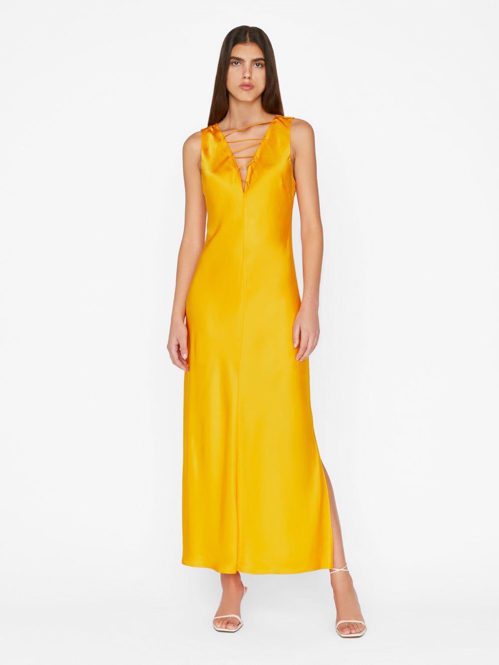 Lace Front Midi Dress -- Nectarine sold by Frame Denim product image thumbnail 7