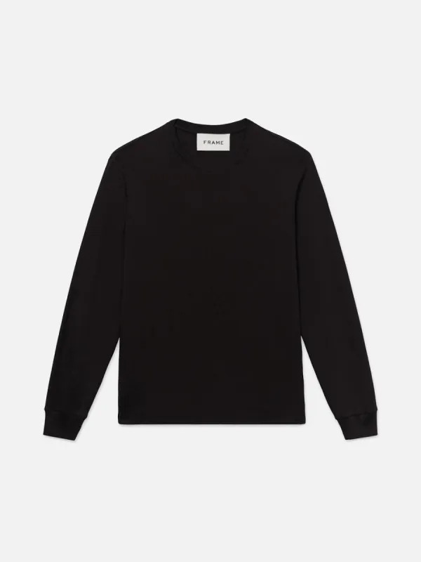 Duo Fold Long Sleeve Crew -- Noir sold by Frame Denim