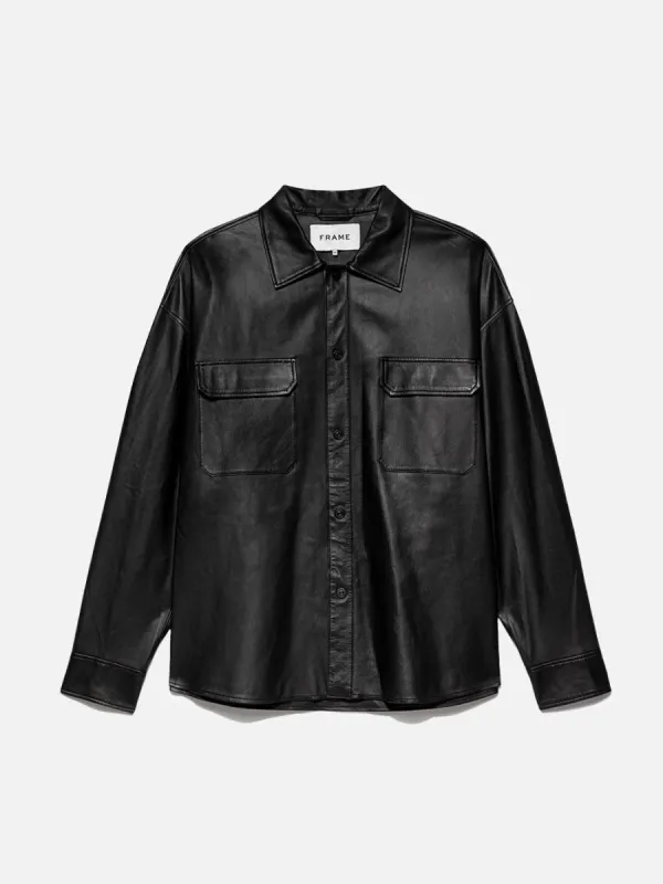 Leather Shirt -- Noir sold by Frame Denim