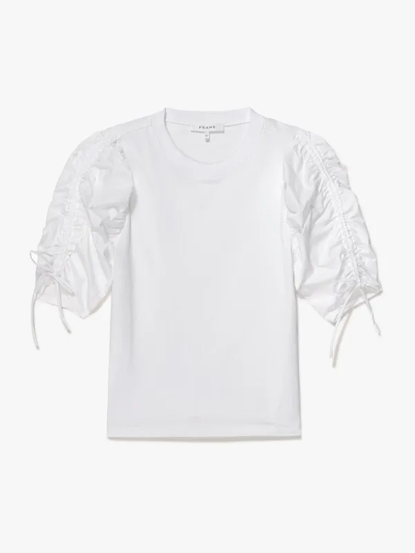 Ruched Tie Sleeve Tee -- Blanc sold by Frame Denim