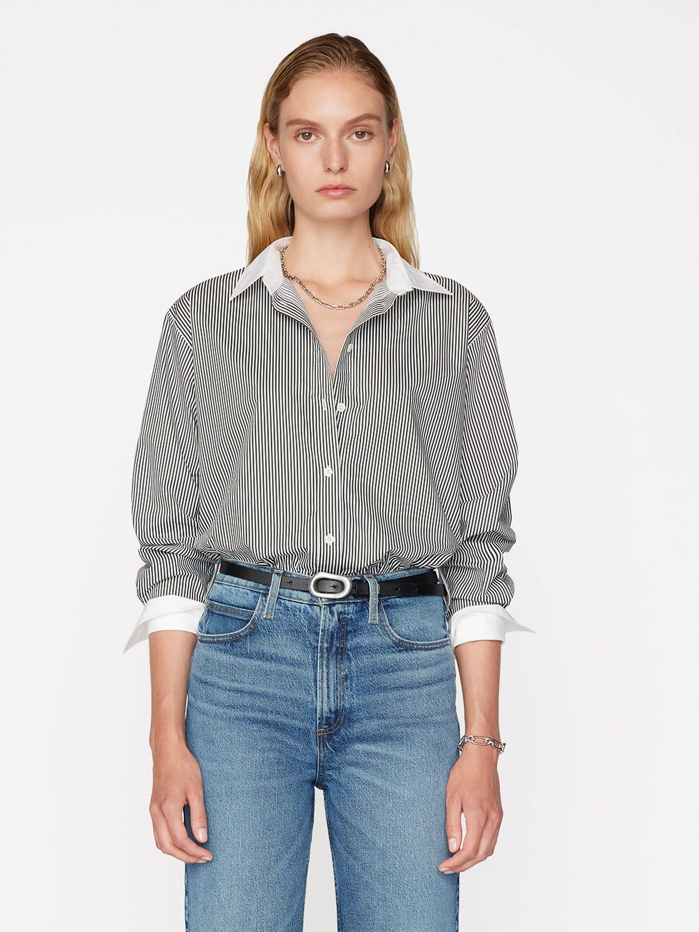 The Oversized Shirt -- Noir Multi sold by Frame Denim