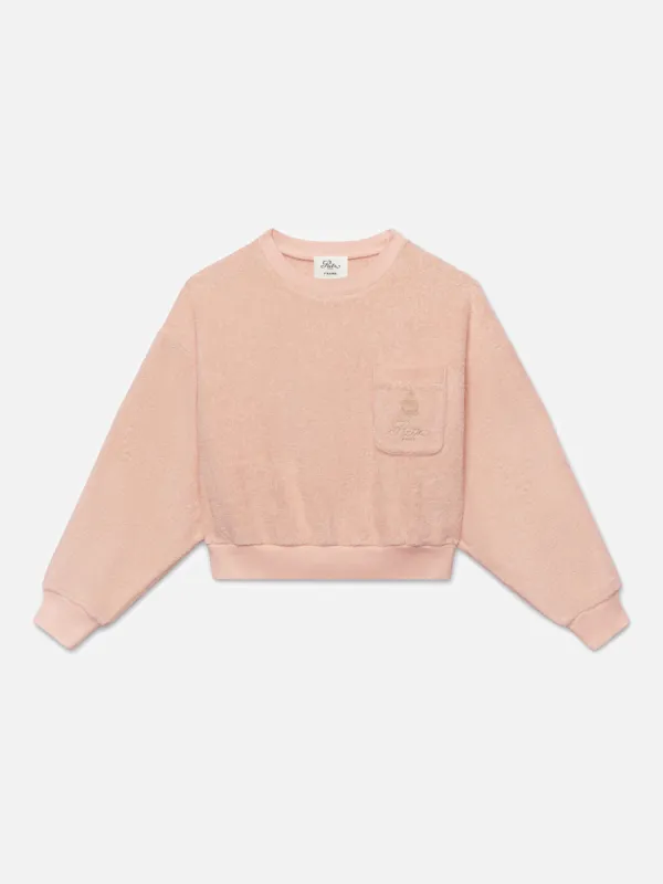 Ritz Women's Terry Cropped Sweatshirt -- Ritz Pink made by Frame Denim
