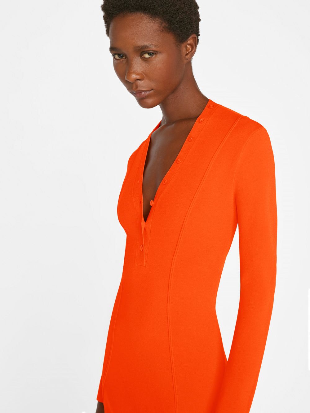 Seamed Button Mini Dress -- Bright Mandarin sold by Frame Denim product image thumbnail 9