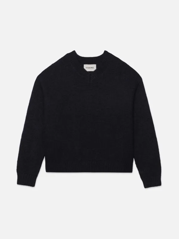 Chunky V-Neck Sweater -- Navy sold by Frame Denim