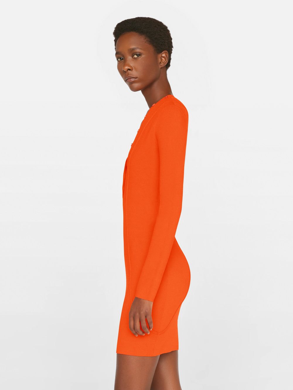 Seamed Button Mini Dress -- Bright Mandarin sold by Frame Denim product image thumbnail 6