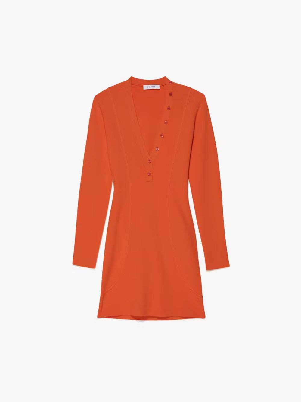Seamed Button Mini Dress -- Bright Mandarin sold by Frame Denim