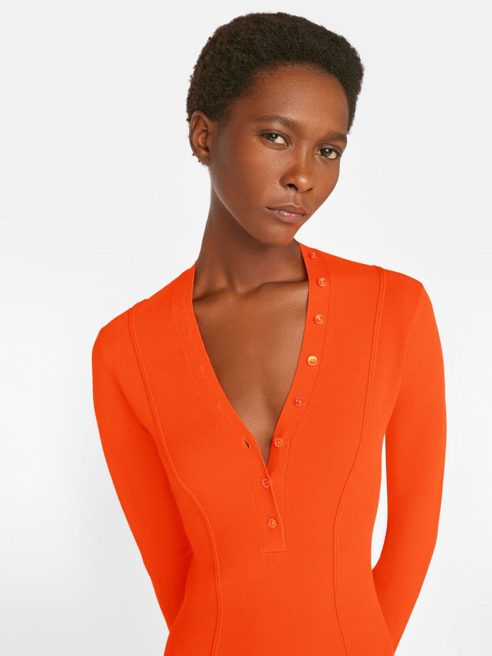 Seamed Button Mini Dress -- Bright Mandarin sold by Frame Denim product image thumbnail 4