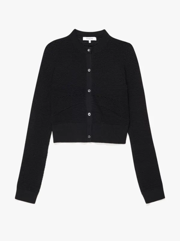 Mixed Stitch Shrunken Cardi -- Noir sold by Frame Denim