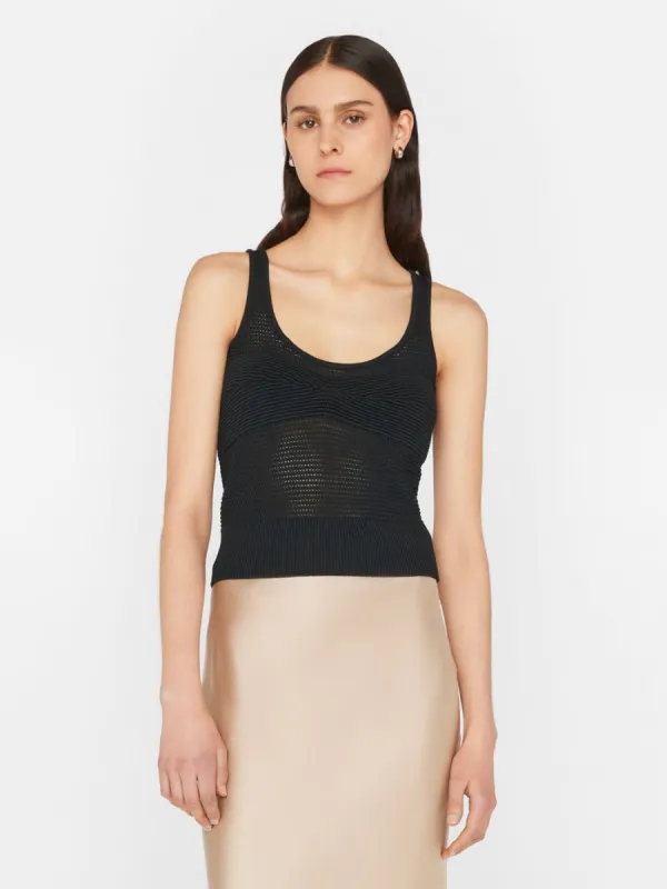Corset Detail Crochet Tank -- Noir made by Frame Denim