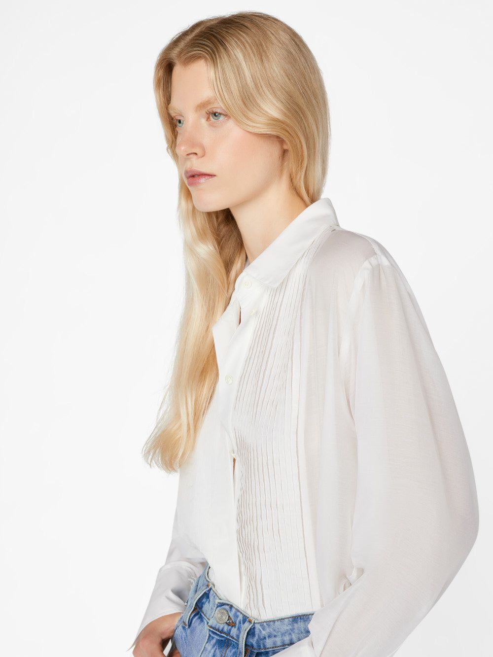 The Oversized Tuxedo Shirt -- Blanc sold by Frame Denim product image thumbnail 4