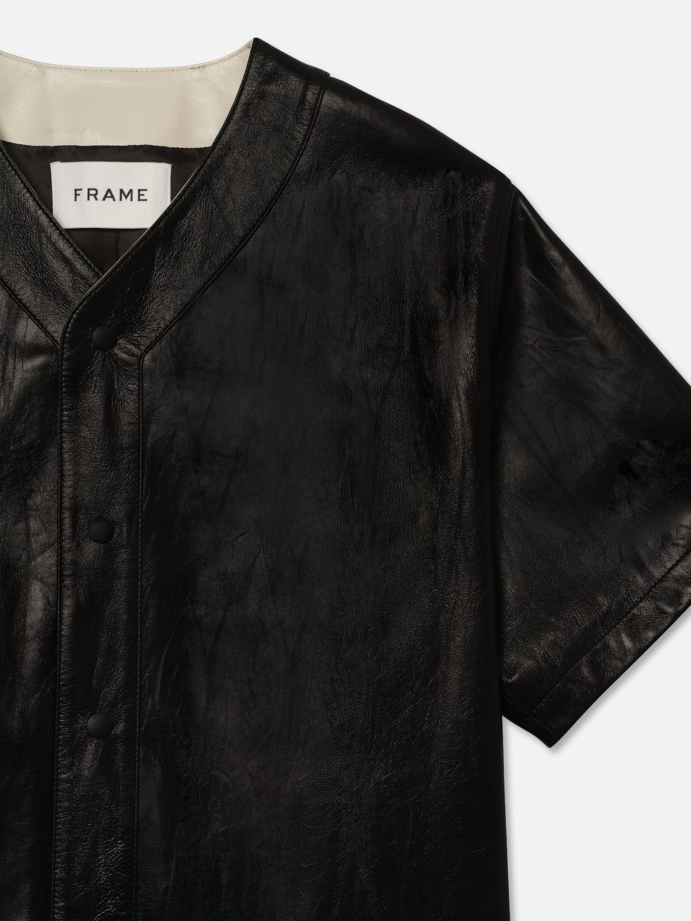 Leather Baseball Shirt -- Black sold by Frame Denim product image thumbnail 2