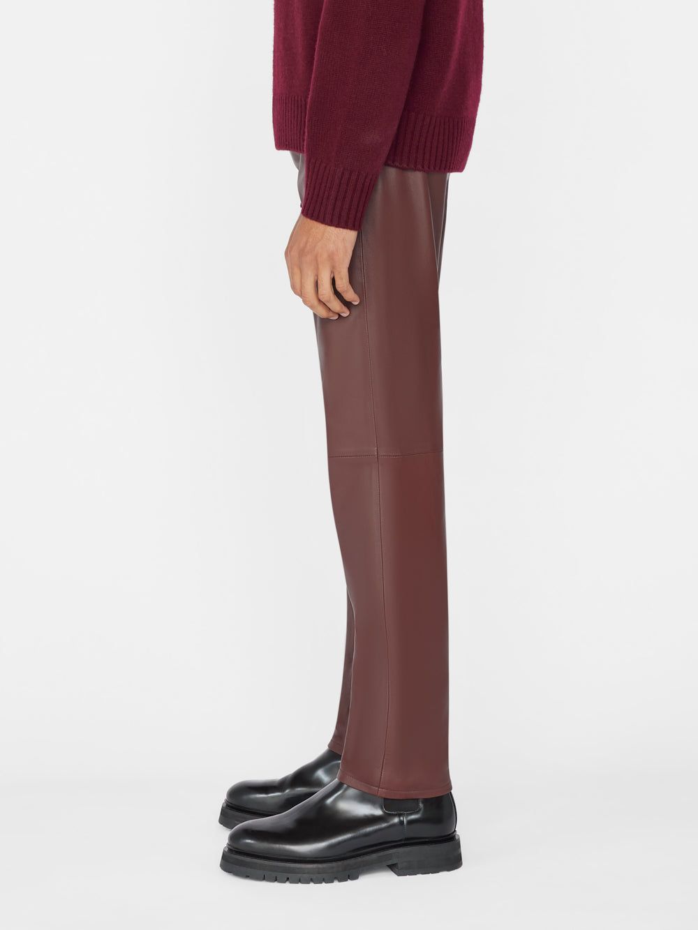 The Straight Leather Pant -- Dark Burgundy sold by Frame Denim product image thumbnail 5