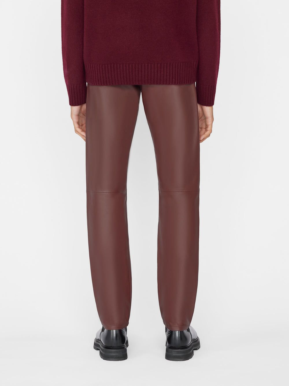 The Straight Leather Pant -- Dark Burgundy sold by Frame Denim product image thumbnail 6