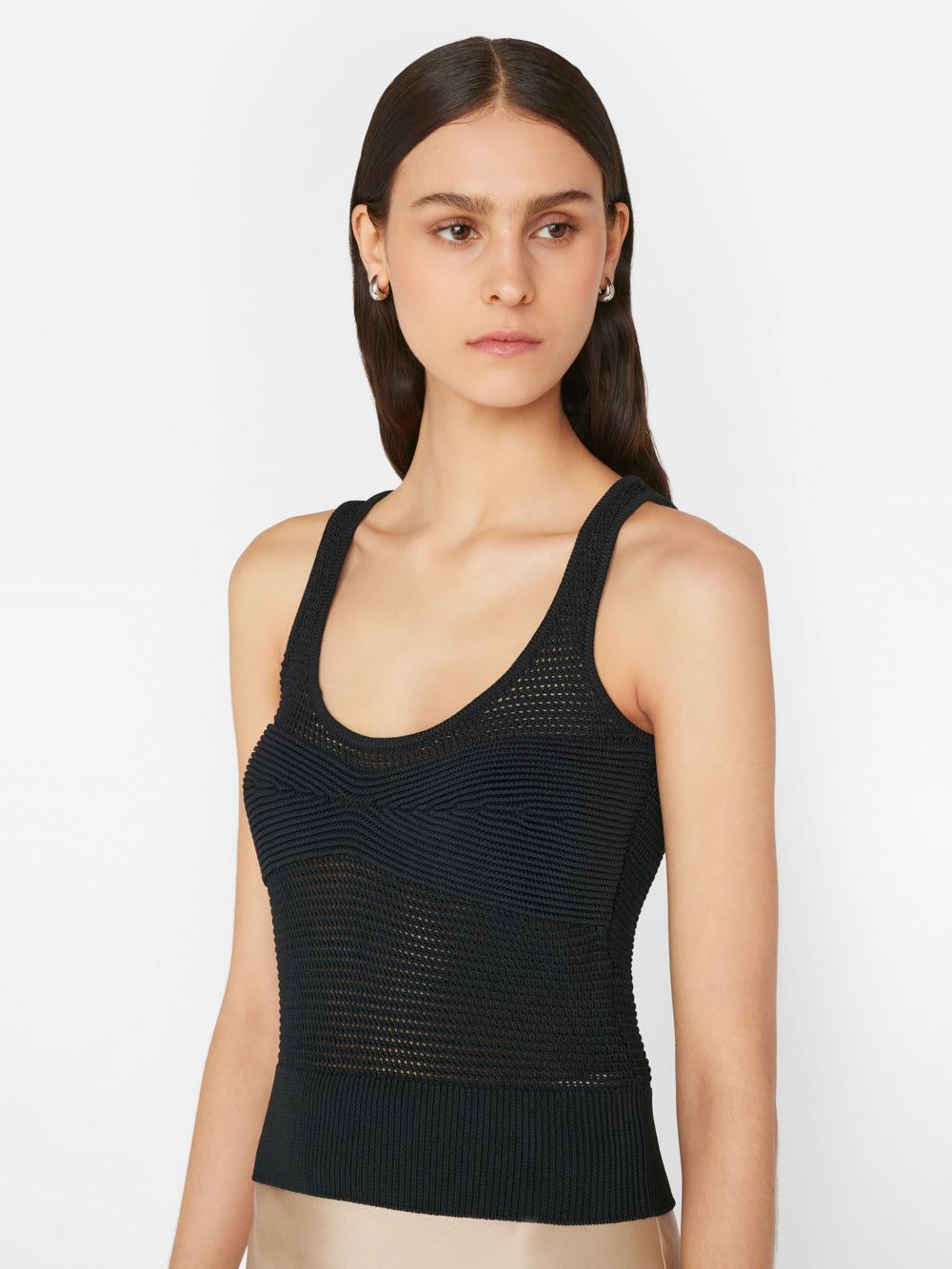 Corset Detail Crochet Tank -- Noir sold by Frame Denim product image thumbnail 3