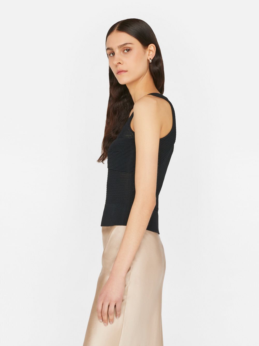 Corset Detail Crochet Tank -- Noir sold by Frame Denim product image thumbnail 6