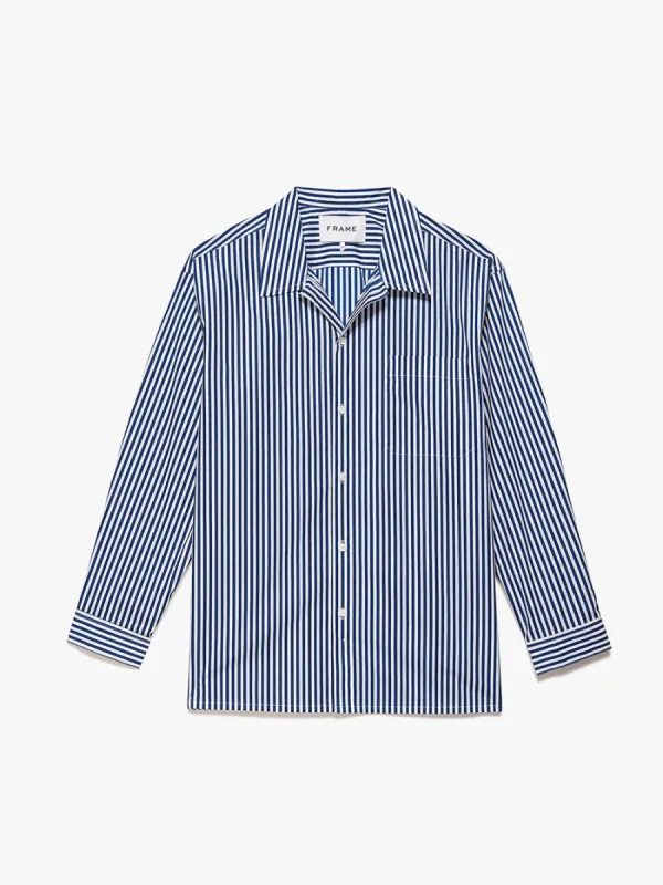 Long Sleeve Stripe Shirt -- Narrow Navy Stripe sold by Frame Denim