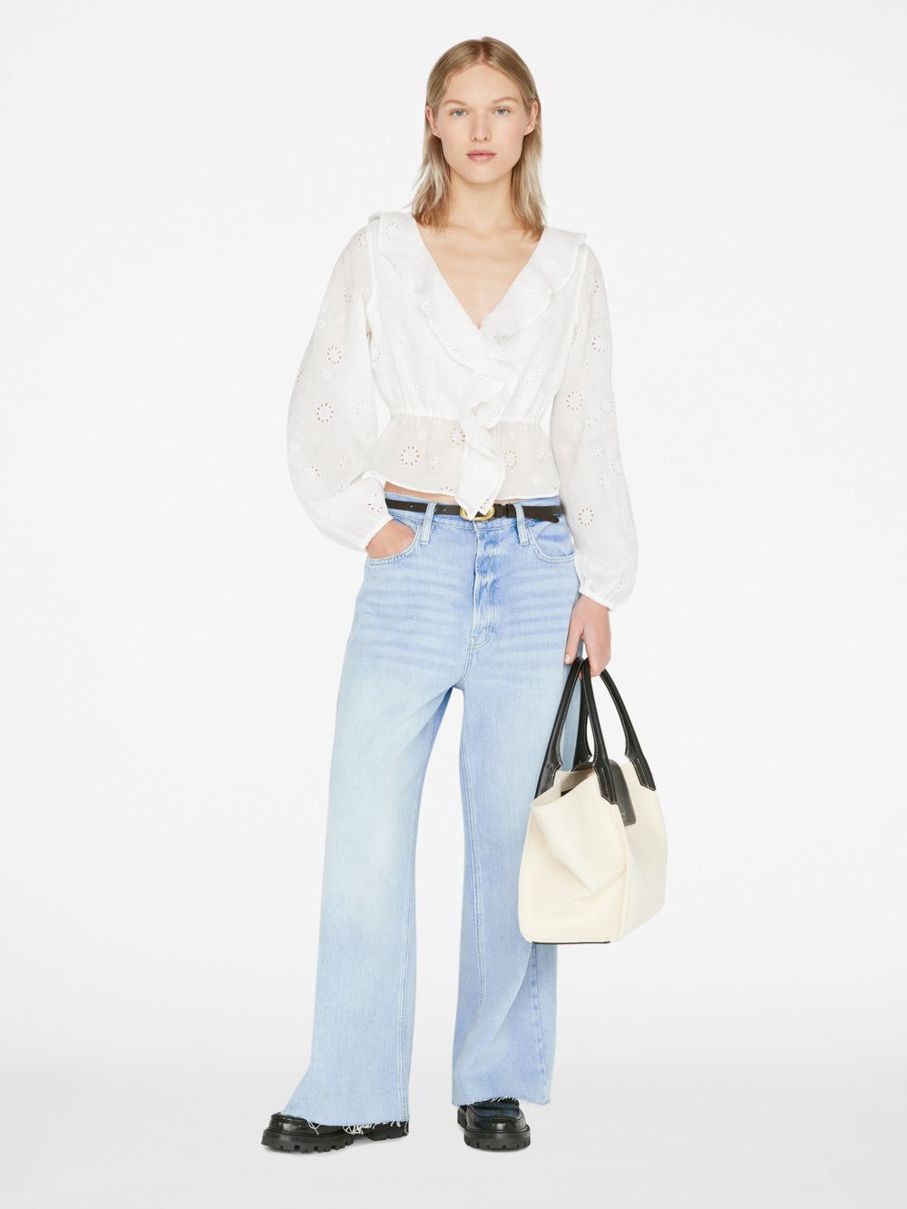 Ruffle Front Eyelet Top -- Blanc sold by Frame Denim product image thumbnail 2