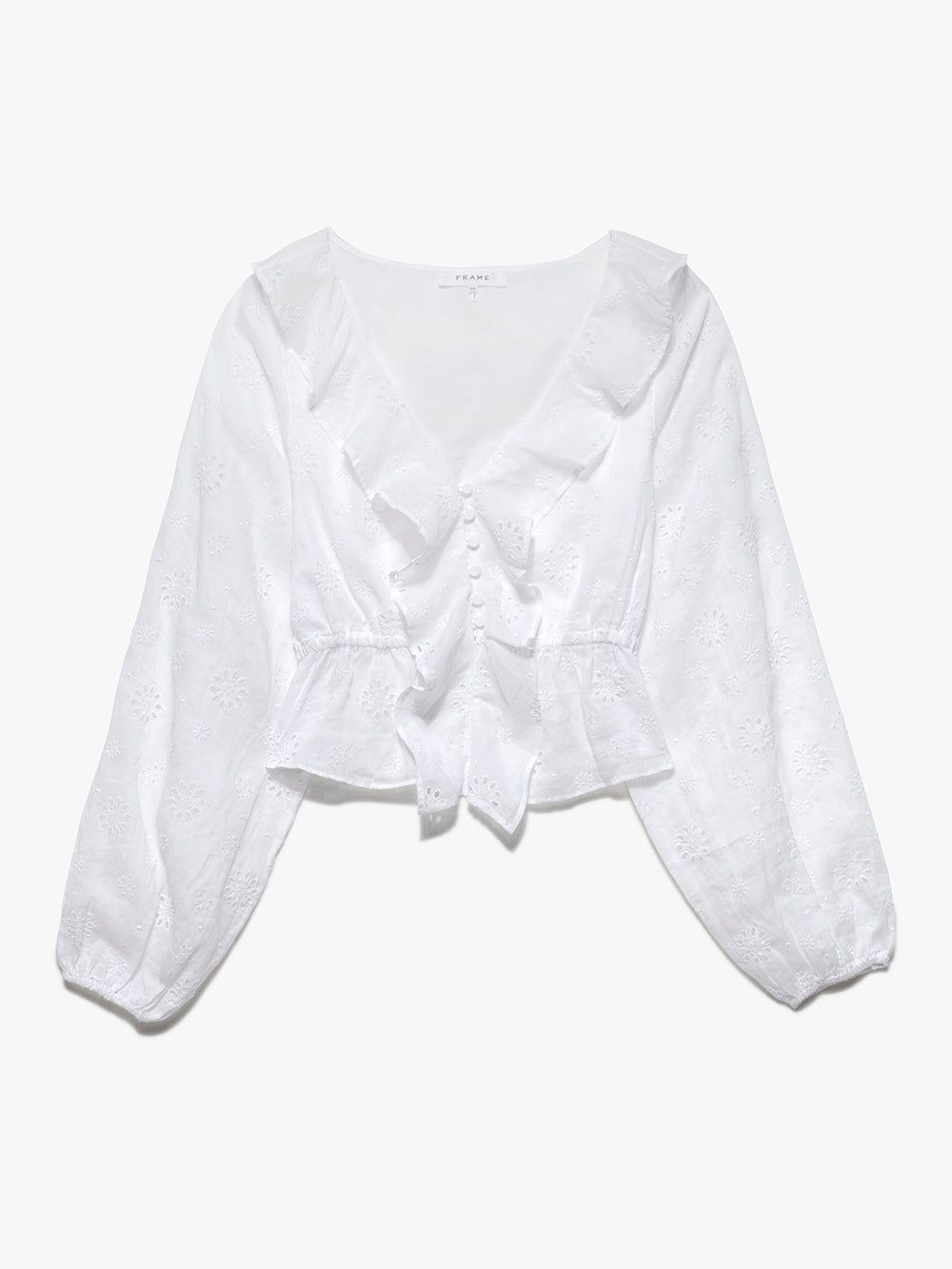 Ruffle Front Eyelet Top -- Blanc sold by Frame Denim product image thumbnail 8