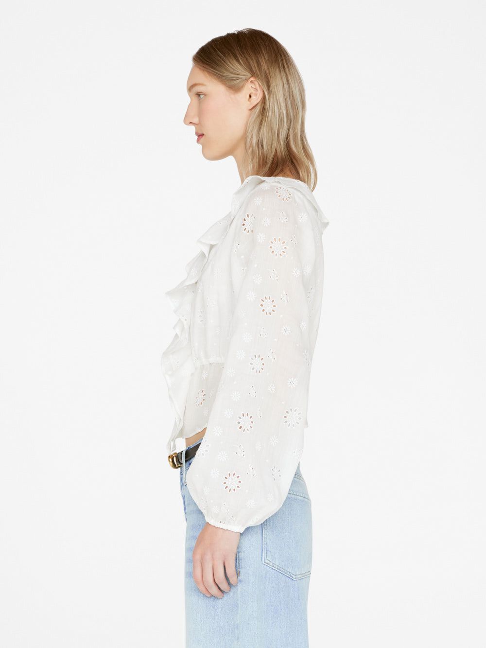 Ruffle Front Eyelet Top -- Blanc sold by Frame Denim product image thumbnail 7