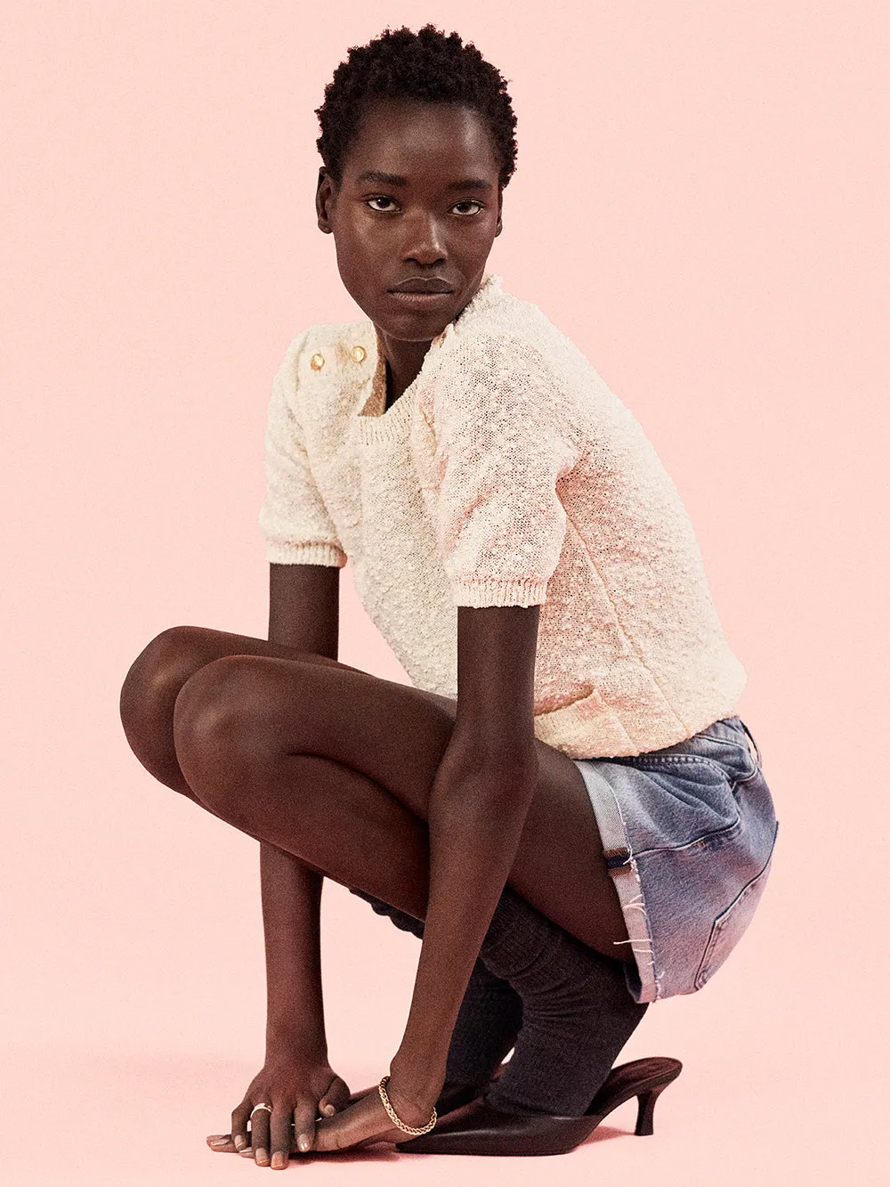 Patch Pocket Short Sleeve Sweater -- Cream sold by Frame Denim product image thumbnail 2