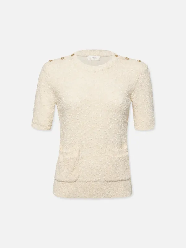 Patch Pocket Short Sleeve Sweater -- Cream sold by Frame Denim
