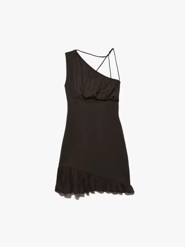 Asymmetrical Mini Dress -- Chocolate Brown sold by Frame Denim