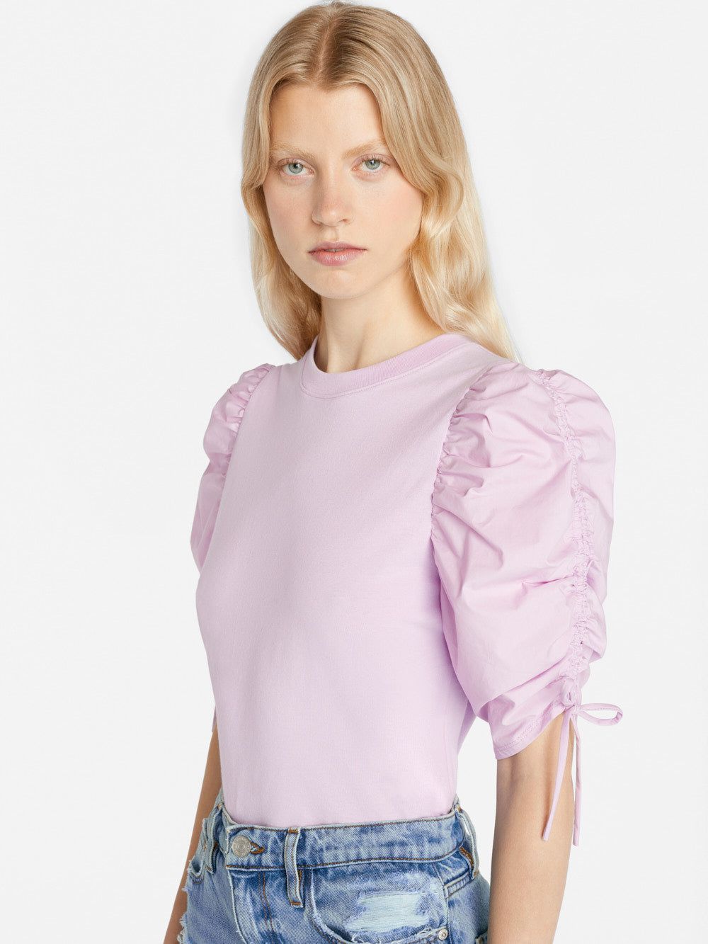 Ruched Tie Sleeve Tee -- Lilac sold by Frame Denim product image thumbnail 5