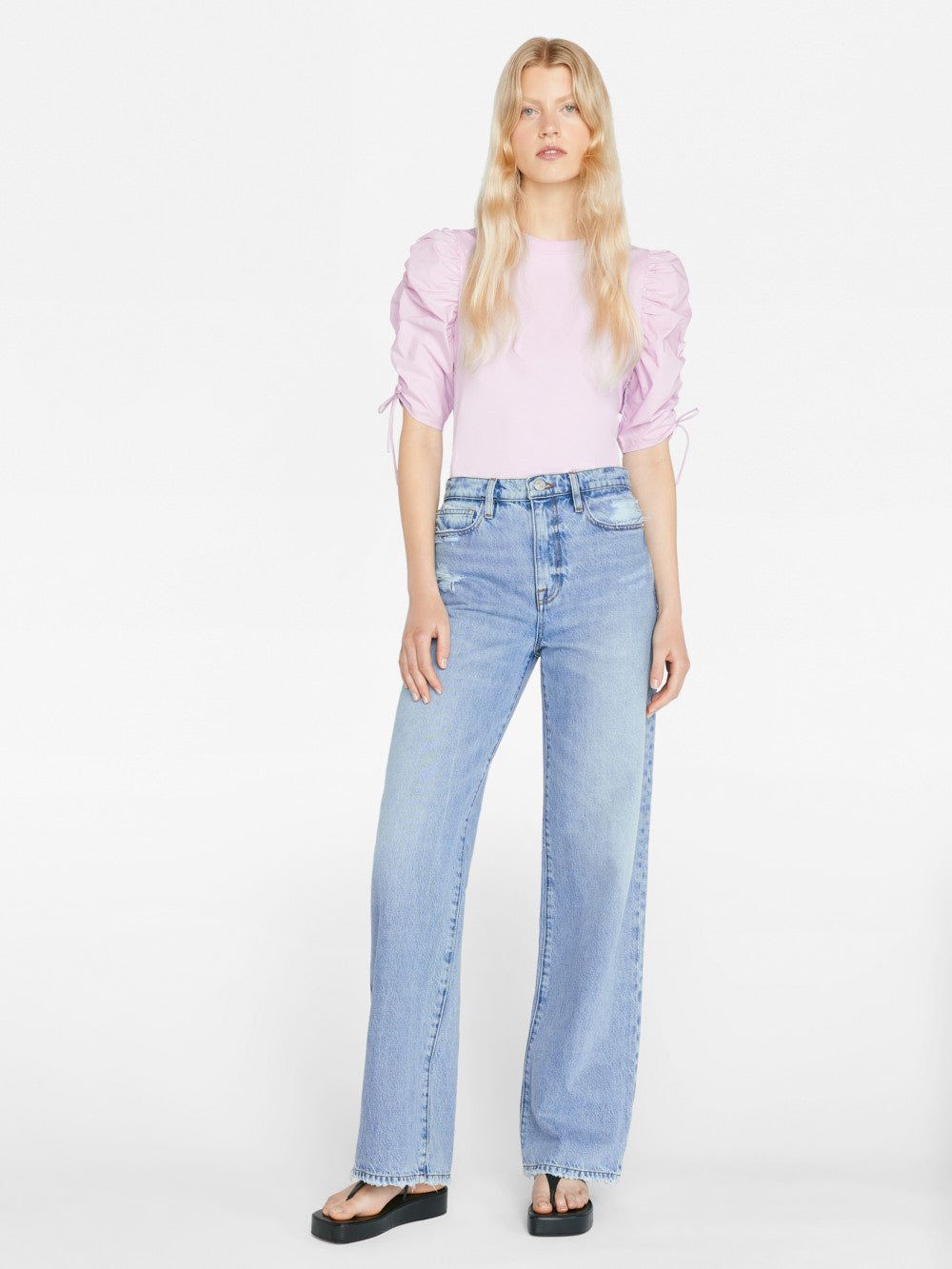 Ruched Tie Sleeve Tee -- Lilac sold by Frame Denim product image thumbnail 3