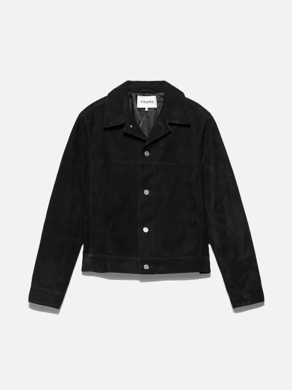 Suede Trucker Jacket -- Noir sold by Frame Denim