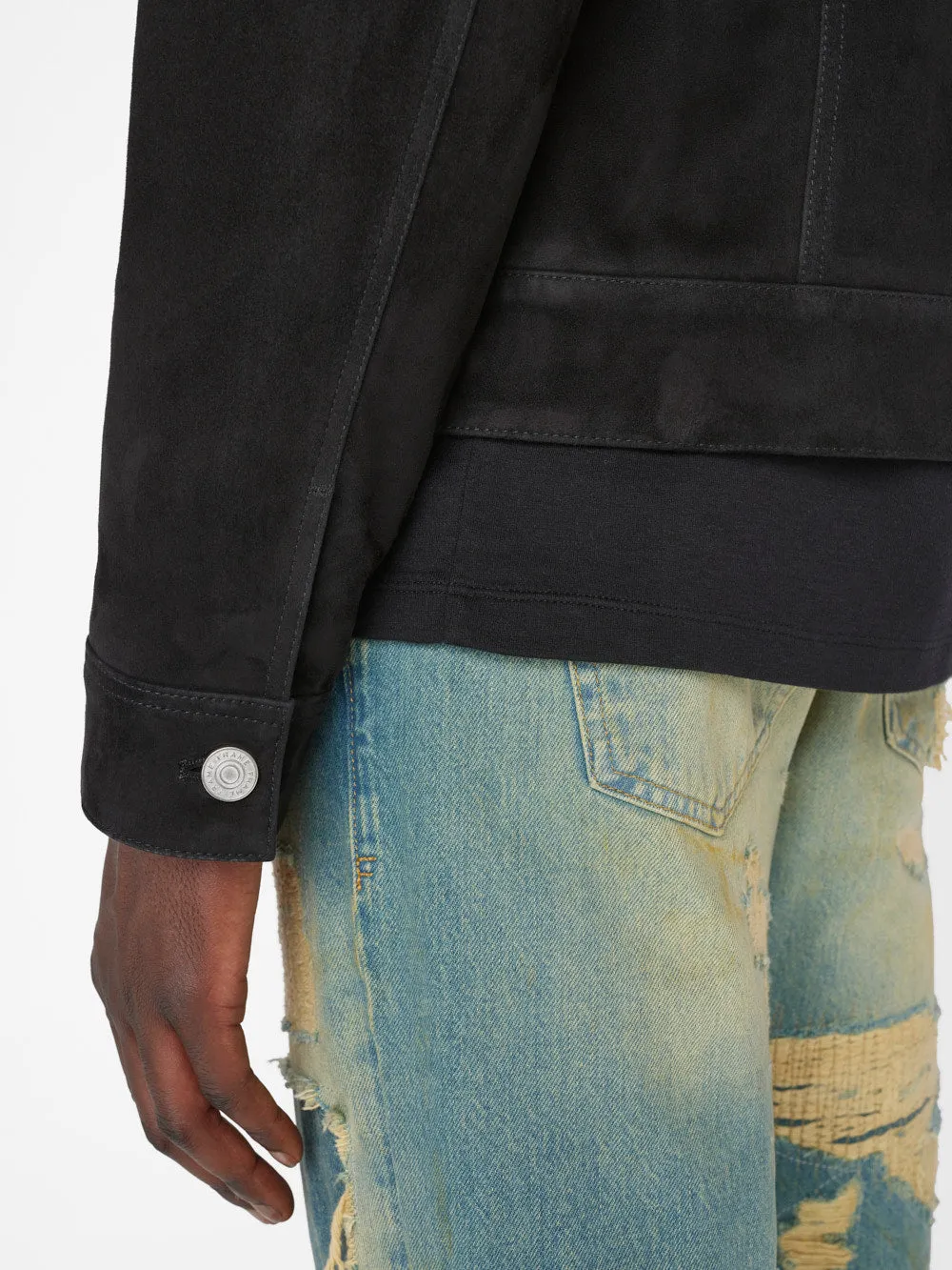 Suede Trucker Jacket -- Noir sold by Frame Denim product image thumbnail 4