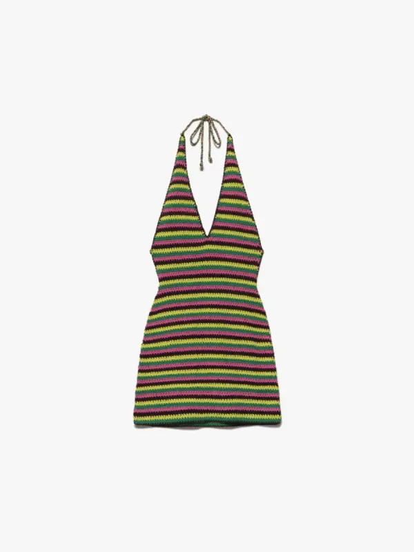 Crochet Halter Mini Dress -- Hot Pink Multi sold by Frame Denim