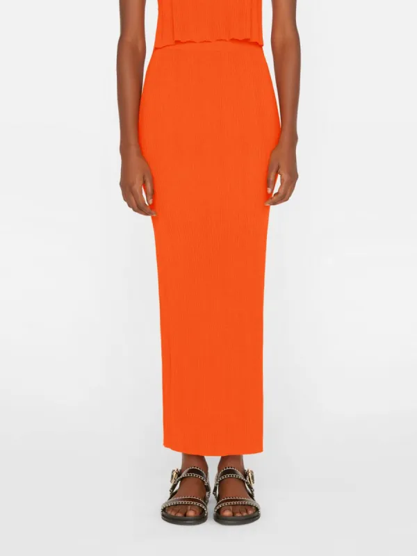 Mixed Rib Cutout Skirt -- Bright Tangerine sold by Frame Denim