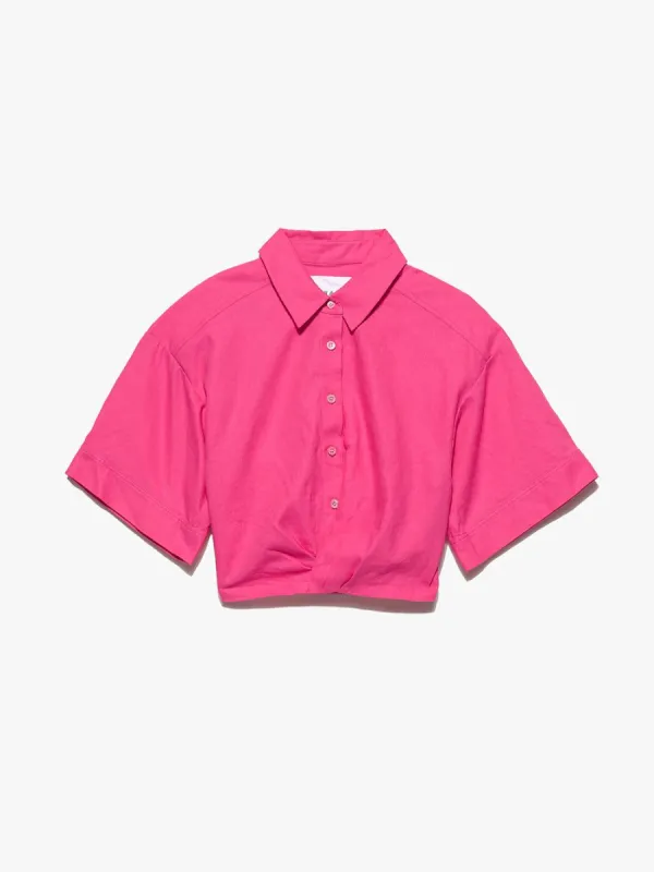 Cropped Twist Front Shirt -- Flamingo sold by Frame Denim