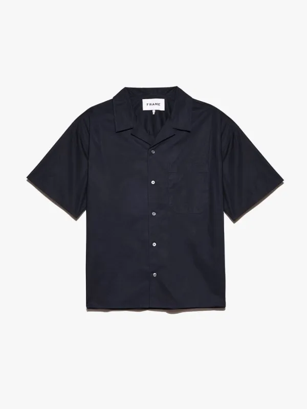 Soft Cotton Camp Collar Shirt -- Dark Navy made by Frame Denim